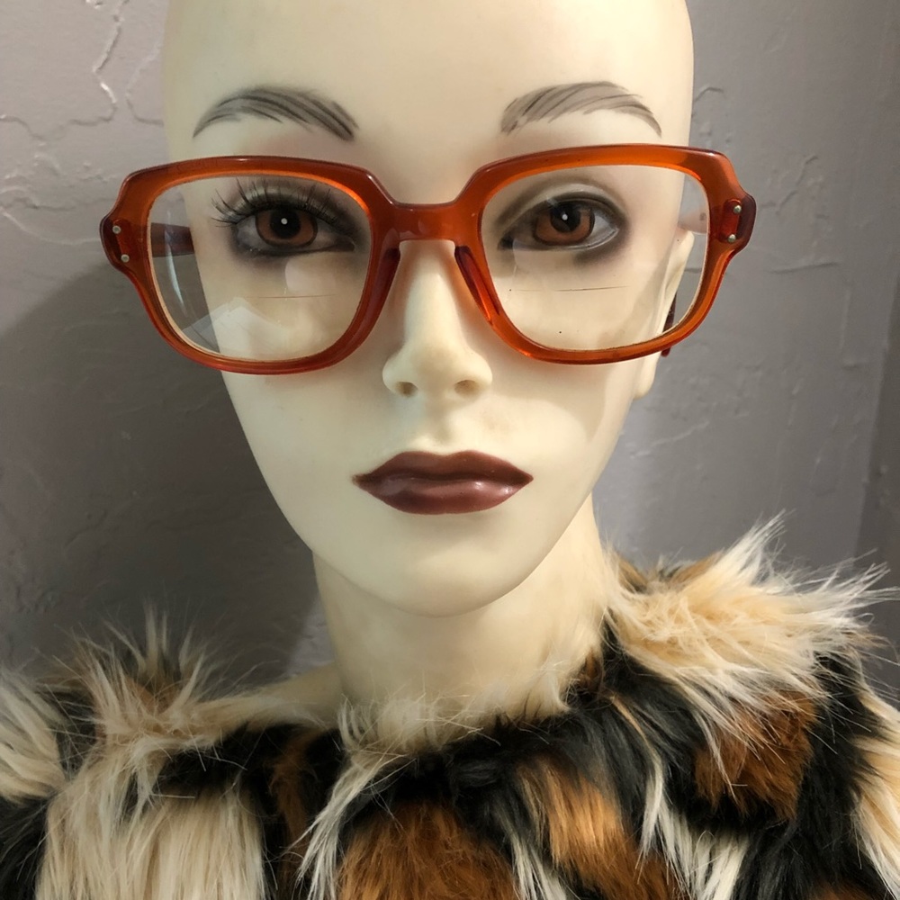 Vintage Romco Eyeglasses Burnt Orange Square Frames.